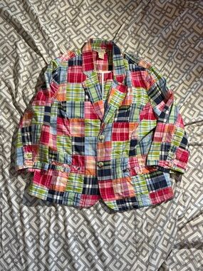 L.L. Bean Bright Plaid Button-Up Shirt in Pink, Green and Blue